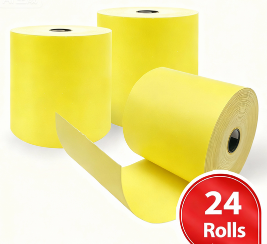 24 Rolls 80x80mm Thermal Paper Cash Register Receipt Roll - Yellow