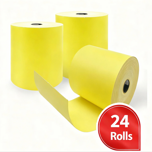 24 Rolls 80x80mm Thermal Paper Cash Register Receipt Roll - Yellow